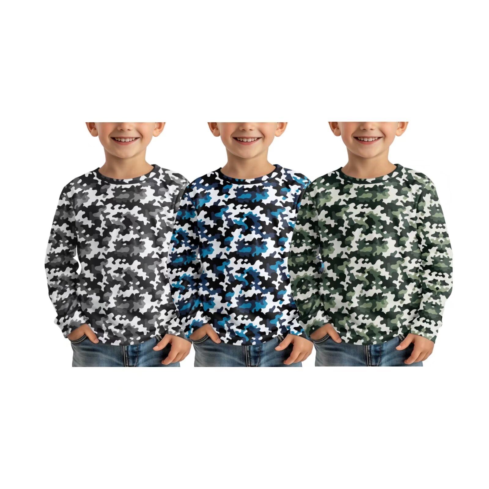 Boys Camouflage Long Sleeve Tee Set