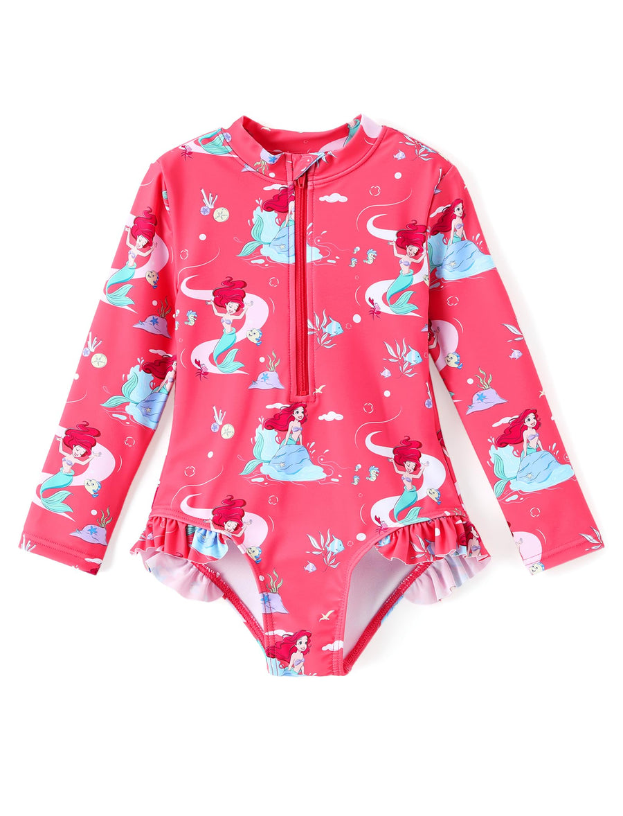 Girls Long Sleeve Rashguard Swimsuit