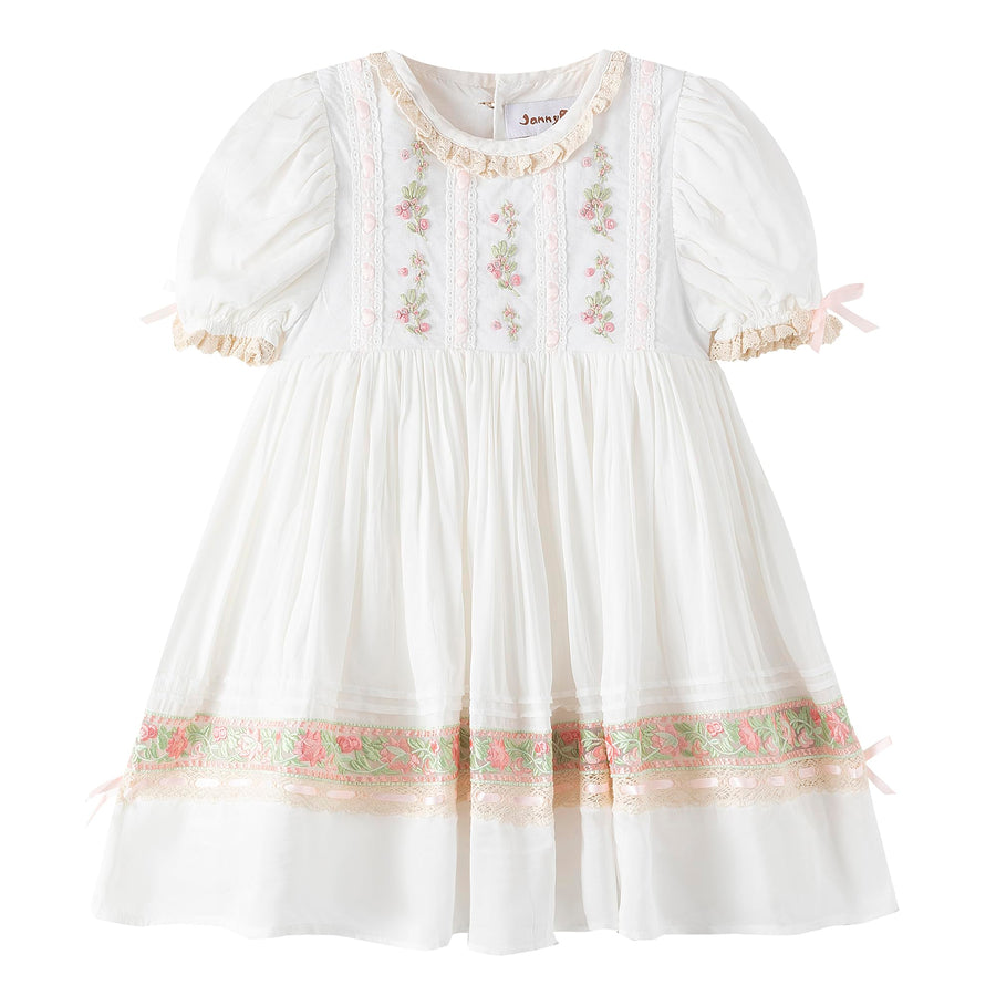 Girls Embroidered Floral Dress