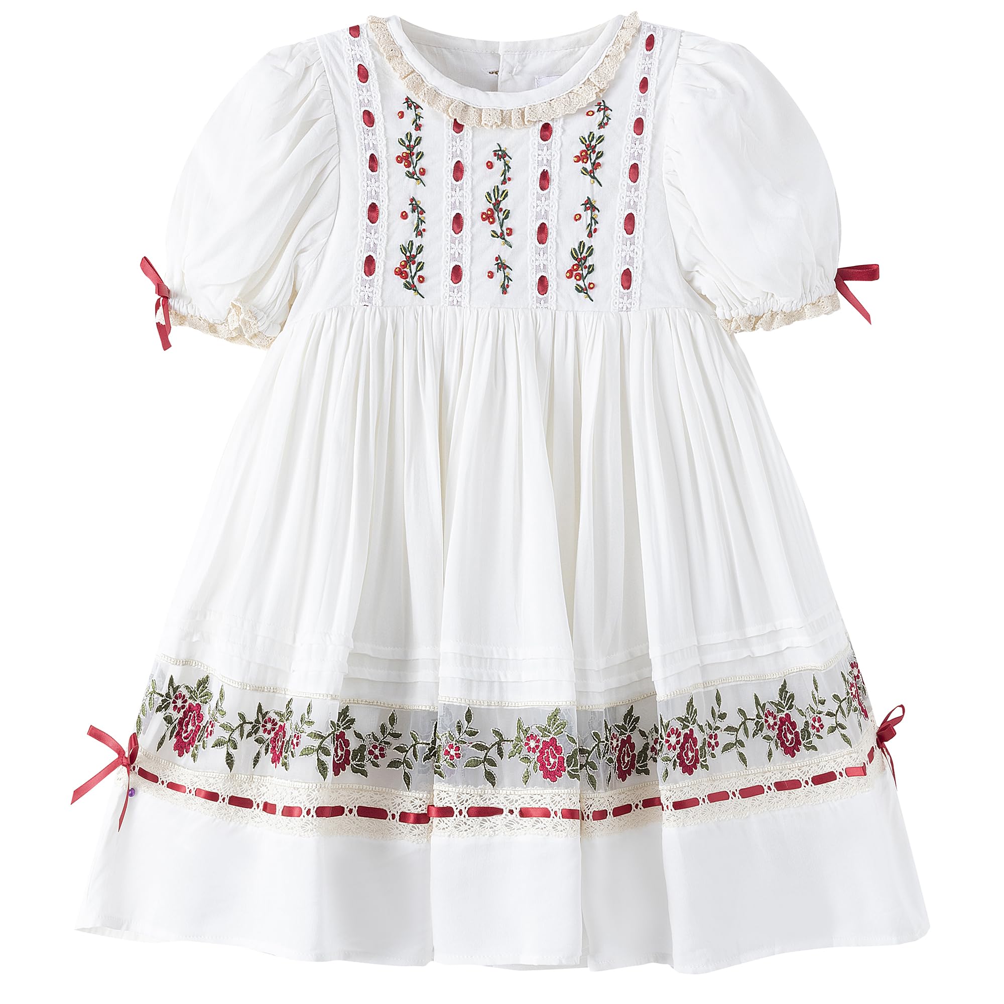 Girls Embroidered Floral Dress